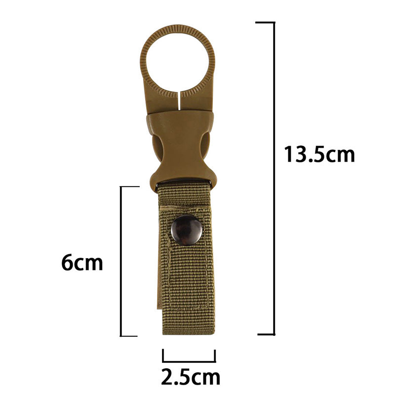 Tactical water bottle holder with 6cm ultra-durable nylon strap and swivel hook, military-grade outdoor gear for hiking and EDC